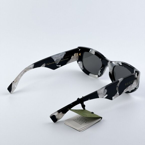 Gucci GG1627S 002 BRAND NEW Sunglasses Black Havana Grey Oval Unisex - Picture 6 of 9